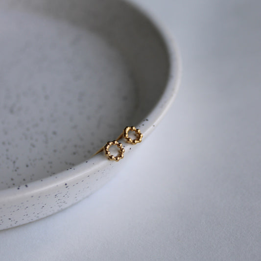 Tiny Dotty Circle Studs -Gold Plate